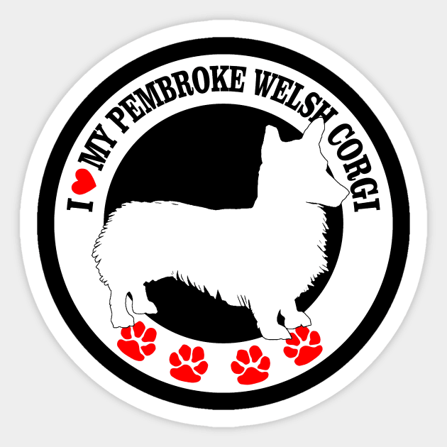 I Love My Pembroke Welsh Corgi Sticker by zackmuse1